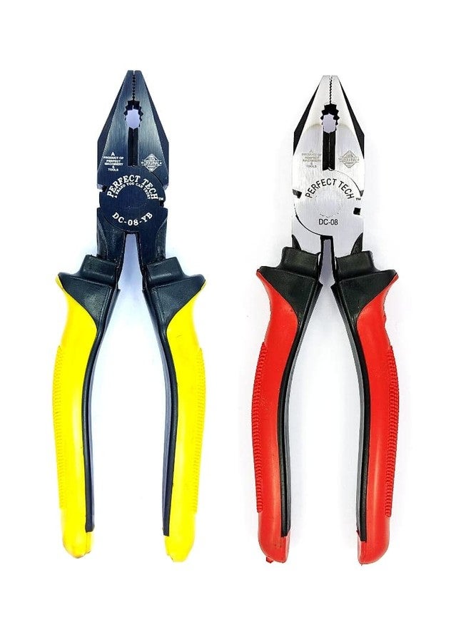PERFECT TECH Combination Cutting Plier Set 2 Pcs | Anti Slip Grip | Spanner Cutting | Plier Tool Kit | Pliers original | 205MM/ 8 Inch | Phosphate Finishing | Sturdy Steel Insulated Lineman - Image 1